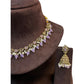 Lilac - Medium Size Antique Gold Finish Necklace Set with Earrings - RAK375 Pp - Prachy Creations