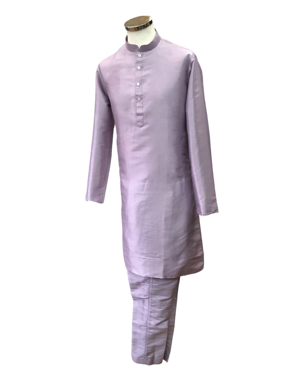Lilac - Mens Plain Silky Kurta Set with matching smart trousers - Great with Waistcoats YD2320 KJ 0623 - Prachy Creations