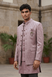 Lilac / Pink - PREMIUM Slim Fit Mens Self Brocade BandhGala / Prince / Chinese Collar Jacket with Long Waistcoat - Fantastic Fit - CS2505 01PY25 - Prachy Creations