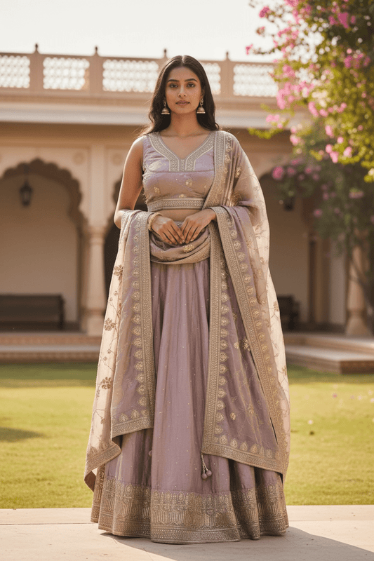 Lilac - Ready Made Lehenga Set - Size 12 - 38"(Loosen up to 14) ) UK Stock - 24h Dispatch - KTC241207 TP 1224 - Prachy Creations