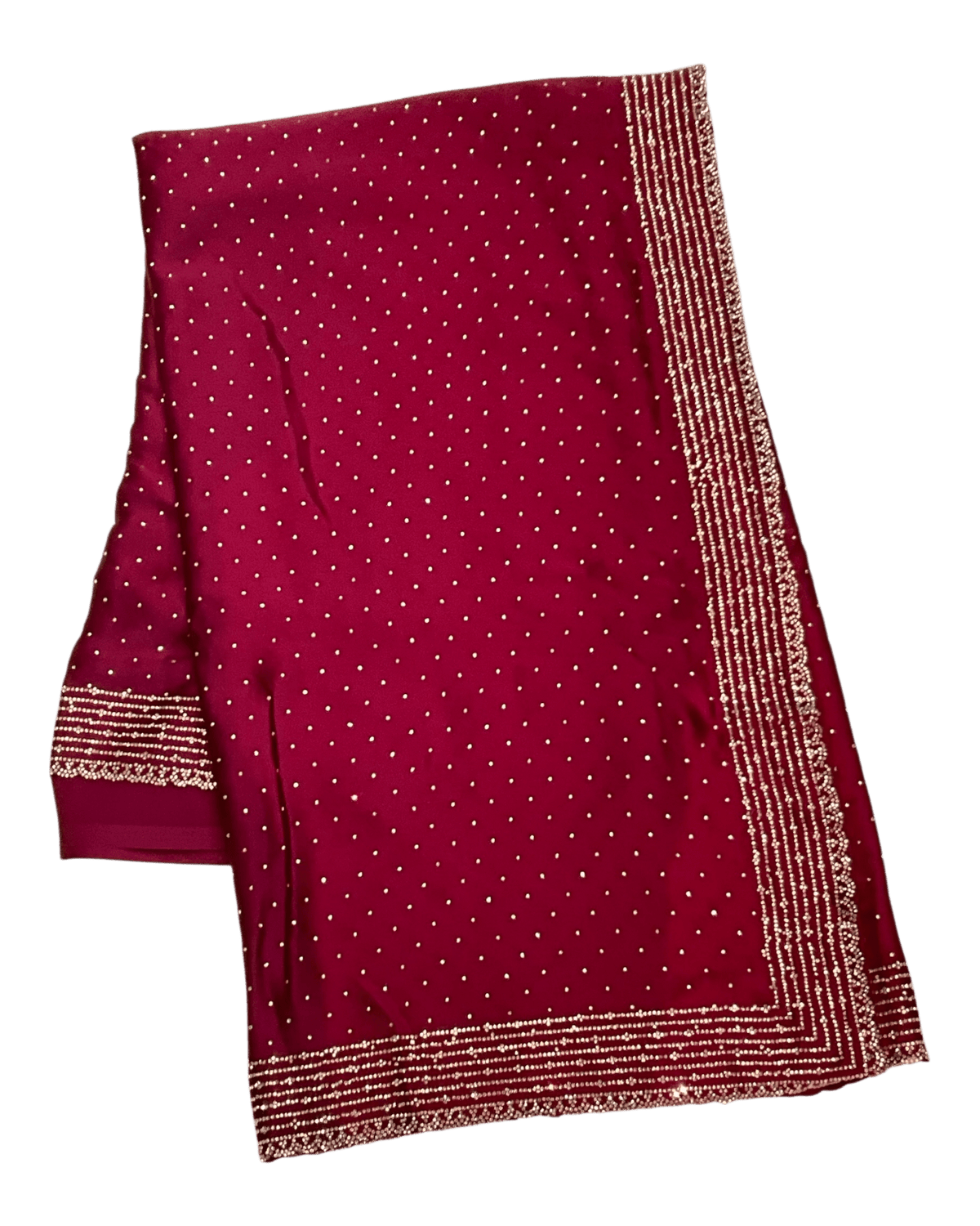 Magenta - Classic Satin Crepe Saree with Stone Work and Blouse Piece - UK stock - 24hr Dispatch - RS2531 VY - Prachy Creations