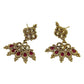 Magenta / Dark Pink - Small Size Antique Gold Finish Necklace Set with Earrings - Bollywood - AE2517 08A25 - Prachy Creations