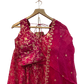Magenta / Fuchsia - Banarasi Brocade Silky Lehenga Set - Mehndi / Sangeet / Bridesmaids / Weddings / Garba - Size UK 12 (38" Bust) Adjustable to Size 14 - UK Stock - 24h Dispatch - AF2601 02VP26 - Prachy Creations
