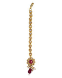 Magenta / Fuchsia - Gold Finish Small Size Tika Head Piece - Indian Ladies Fashion Jewellery - AE2436 11Vp24 - Prachy Creations