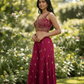 Magenta Fuchsia Pink - Designer Ladies Short Top Palazzo Trousers Suit - Size 10/12 (36"/38") - VMK PIHU AY - Prachy Creations