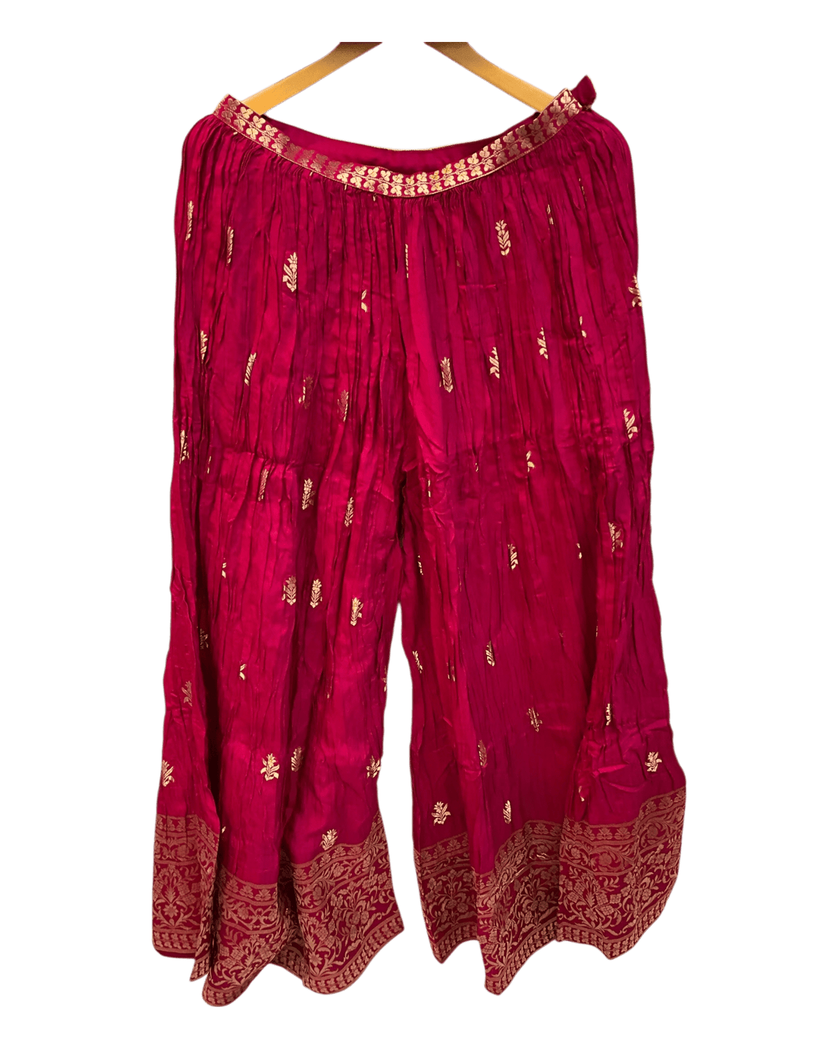 Magenta Fuchsia Pink - Designer Ladies Short Top Palazzo Trousers Suit - Size 10/12 (36"/38") - VMK PIHU AY - Prachy Creations