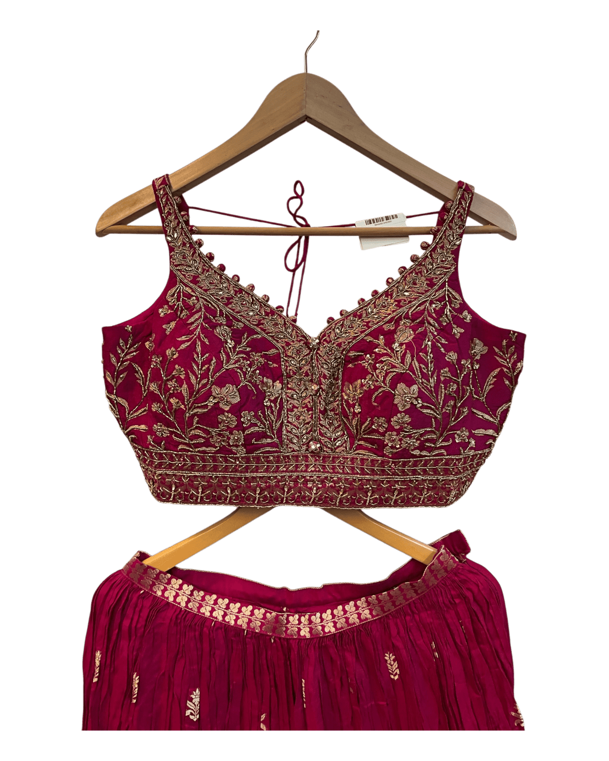 Magenta Fuchsia Pink - Designer Ladies Short Top Palazzo Trousers Suit - Size 10/12 (36"/38") - VMK PIHU AY - Prachy Creations