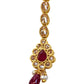 Magenta - Gold Finish Small Size Tika Head Piece - Indian Ladies Fashion Jewellery - AE2433 11Vp24 - Prachy Creations