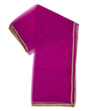 Magenta Pink - Ladies Net Dupatta with Gold Lace Border & Diamante - Mix N Match - VC2501 T0125 - Prachy Creations