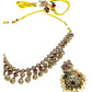Magenta Pink - Medium Size Antique Gold Finish Necklace Set with Earrings - SJ06 08H25 - Prachy Creations
