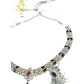 Magenta Pink - Small Size Silver Finish Necklace Set with Earrings - SJ05 08C25 - Prachy Creations