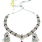 Magenta Pink - Small Size Silver Finish Necklace Set with Earrings - SJ05 08C25 - Prachy Creations