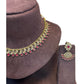 Magenta - Small Size Antique Gold Finish Necklace Set - AE2502 A 0525 - Prachy Creations