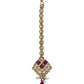 Maroon - Antique Gold Finish Medium Size Tika Head Piece - Indian Ladies Fashion Jewellery - AE2441 11Vp24 - Prachy Creations