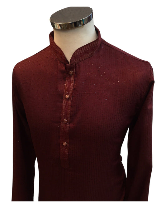 Maroon - Fantastic Mens Indian Kurta set - Weddings / Walimas , Sangeet, Eid, Mehndi / Henna - NAD2404 08KA24 - Prachy Creations