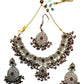 Maroon - Large - Antique Gold Finish Necklace Set with Earrings & Head Piece - AE2512 08KV25 - Prachy Creations