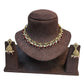 Maroon - Medium Size Antique Gold Finish Necklace Set with Earrings - RAK375 Pp - Prachy Creations