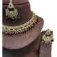Maroon - Medium Size Antique Gold Finish Necklace Set with Earrings - RZ31 KYp - Prachy Creations