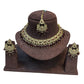 Maroon - Medium Size Antique Gold Finish Necklace Set with Earrings - RZ31 KYp - Prachy Creations