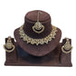 Maroon - Medium Size Antique Gold Finish Necklace Set with Earrings & Tika Head piece - JD7468 R 0525 - Prachy Creations