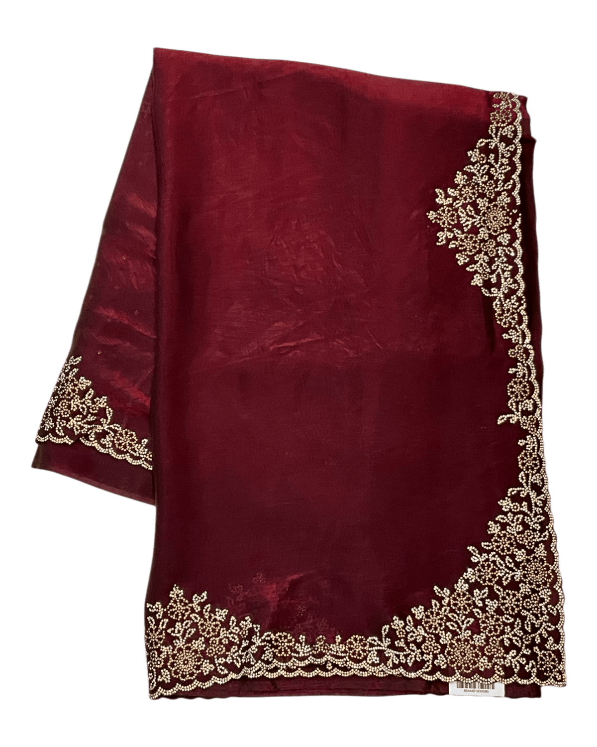 Maroon - Rich Saree with Stone Work Border and Blouse Piece - UK stock - 24hr Dispatch - RS2511 TA - Prachy Creations