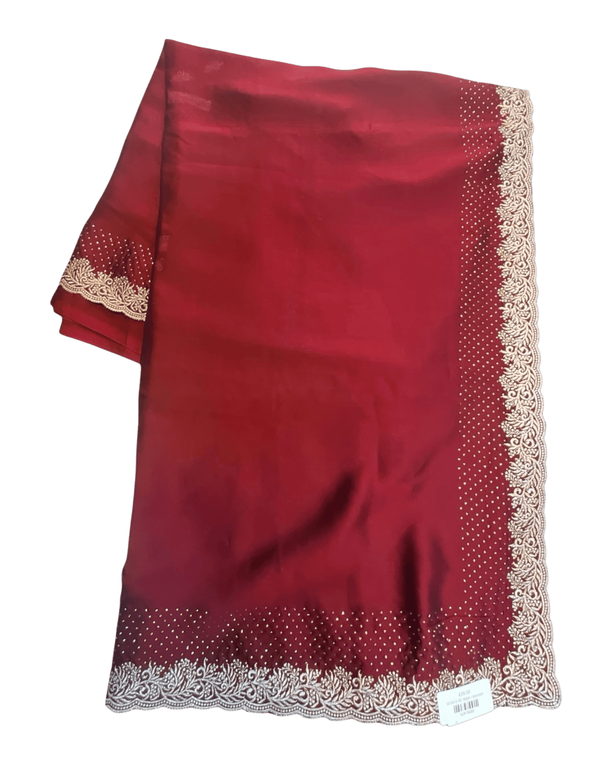 Maroon - Saree with Thread / Stone Work and Blouse Piece - UK stock - 24hr Dispatch - SP2612 KR - Prachy Creations