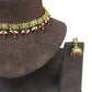 Maroon - Small Size Antique Gold Finish Necklace Set with Earrings - VJY402 A 0424 - Prachy Creations
