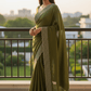 Mehndi Green - Classic Saree with Stone Work Border and Blouse Piece - UK stock - 24hr Dispatch - RS2538 VP - Prachy Creations