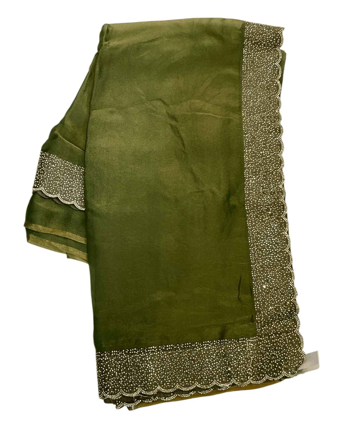 Mehndi Green - Classic Saree with Stone Work Border and Blouse Piece - UK stock - 24hr Dispatch - RS2538 VP - Prachy Creations