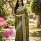 Mehndi Green - Classic Saree with Thread Work Border and Blouse Piece - UK stock - 24hr Dispatch - RS2534 VY - Prachy Creations