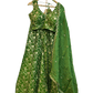 Mehndi Henna Green - Banarasi Brocade Silky Lehenga Set - Mehndi / Sangeet / Bridesmaids / Weddings / Garba - Size UK 12 (38" Bust) Adjustable to Size 14 - UK Stock - 24h Dispatch - AF2601 02VP26 - Prachy Creations