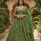 Mehndi Henna Green - Banarasi Brocade Silky Lehenga Set - Mehndi / Sangeet / Bridesmaids / Weddings / Garba - Size UK 12 (38" Bust) Adjustable to Size 14 - UK Stock - 24h Dispatch - AF2601 02VP26 - Prachy Creations