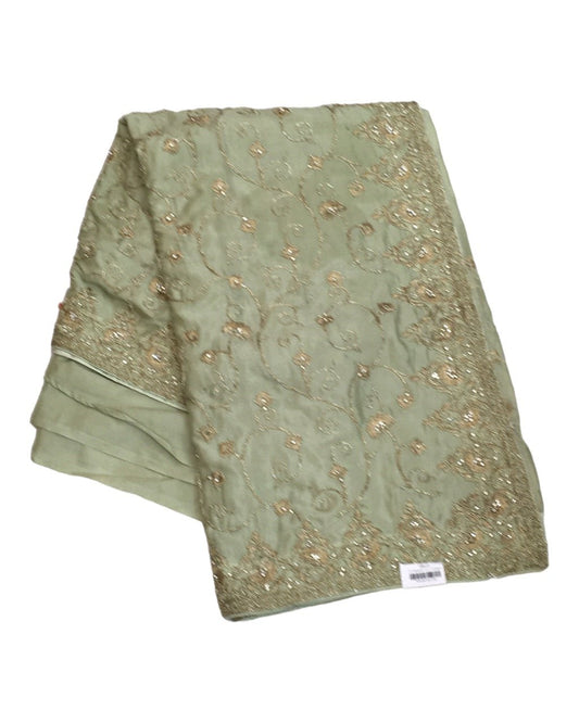 Mint Green - Allover Embroidered Crepe Saree / Sari with Blouse piece - PF16432 KR -0723 - Prachy Creations