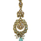 Mint Green - Antique Gold Finish Medium Size Tika Head Piece - Indian Ladies Fashion Jewellery - AE2435 11Vp24 - Prachy Creations