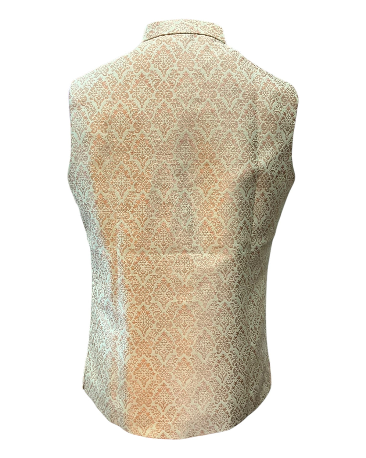Mint Green Brocade - Mens Indian Waistcoat - VNS-JKT35 10KK25 - Prachy Creations
