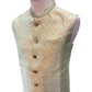 Mint Green Brocade - Mens Indian Waistcoat - VNS-JKT35 10KK25 - Prachy Creations