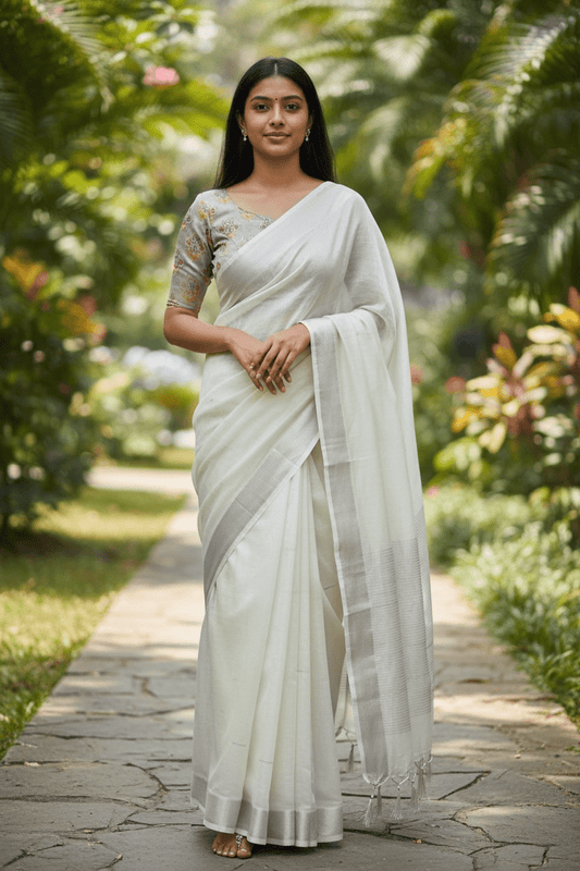 Mint Green - Fancy Cotton Silky Saree with Brocade Blouse Piece - UK Stock - 2/3 days Delivery 12KP25 RT411003 - Prachy Creations