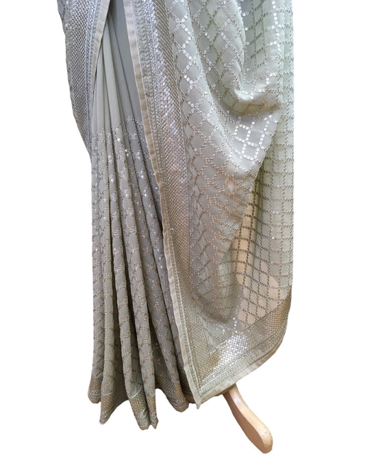 Mint Green - Fancy Saree with Blouse Piece - SP2318 VC 0523 - Prachy Creations