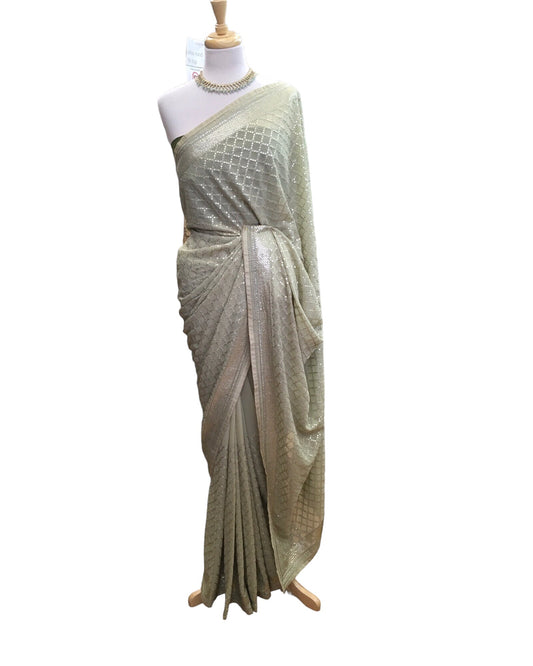 Mint Green - Fancy Saree with Blouse Piece - SP2318 VC 0523 - Prachy Creations