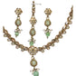 Mint Green - Small Size Antique Gold Finish Necklace Set with Earrings & Head Piece /Tika- SLV78 11Ap24 - Prachy Creations