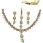 Mint Green - Small Size Antique Gold Finish Necklace Set with Earrings & Head Piece /Tika- SLV78 11Ap24 - Prachy Creations