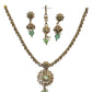 Mint Green - Small Size Antique Gold Finish Necklace Set with Earrings & Head Piece /Tika- SLV79 11A24 - Prachy Creations