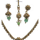 Mint Green - Small Size Antique Gold Finish Necklace Set with Earrings & Head Piece /Tika- SLV79 11A24 - Prachy Creations