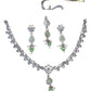 Mint Green - Small Size Silver Finish Necklace Set with Earrings & Head Piece /Tika- SLV78 11Ap24 - Prachy Creations