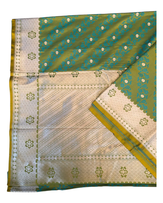 Mint Green - Traditional Handloom Banarasi Sari / Saree - with Blouse Piece - SN2405 11TP24 - Prachy Creations