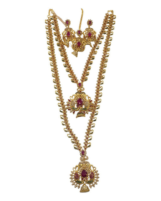 Multi - Gold Finish Double Necklace set - Bollywood - Weddings - MSK37 VT 0523 - Prachy Creations