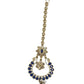 Navy Blue - Antique Gold Finish Large Size Tika Head Piece - Indian Ladies Fashion Jewellery - AE2440 11T24 - Prachy Creations