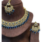 Navy Blue - Medium Size Antique Gold Finish Necklace Set with Earrings - RZ31 KYp - Prachy Creations