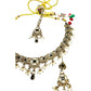 Navy Blue - Medium Size Antique Gold Finish Necklace Set with Earrings & Tika Head piece - SAJ04 08C25 - Prachy Creations