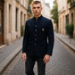 Navy Blue - PREMIUM Mens Self Brocade BandhGala / Prince / Chinese Collar Jacket with Hand Embroidery - Fantastic Fit - CS2507 03AY25 - Prachy Creations